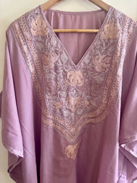 Heer Pastel Pink Long Aari Work Kaftan Set