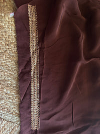 Pamposh Brown Crepe Saree with Kashmiri Tilla Embroidery