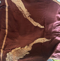 Pamposh Brown Crepe Saree with Kashmiri Tilla Embroidery