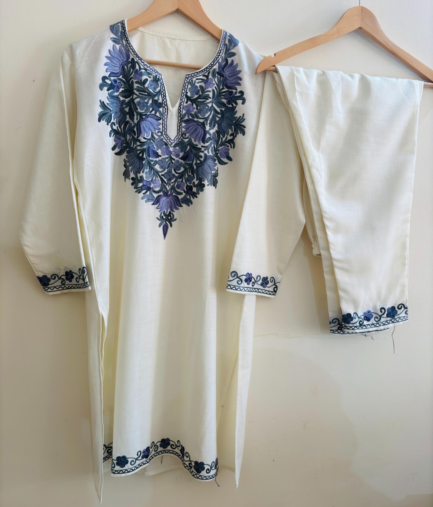 Bahar Pearl White Aari  Embroidered Co-Ord Set – Summer Edition
