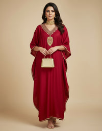 Mahira Royal Maroon Tilla kaftan