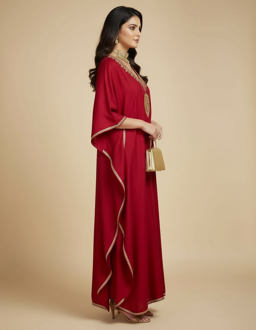 Mahira Royal Maroon Tilla kaftan
