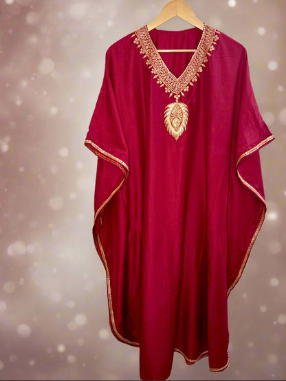 Mahira Royal Maroon Tilla kaftan