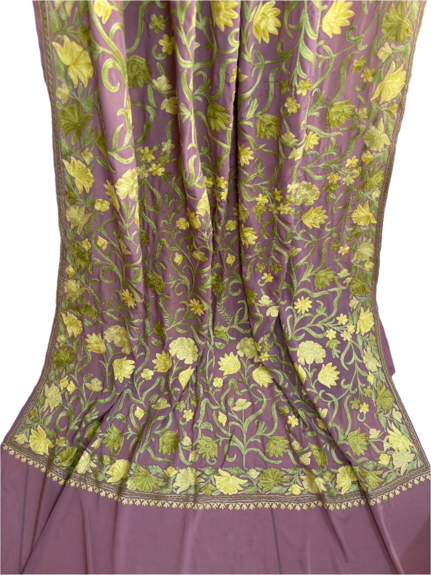 Posh Lavender Crepe Saree with Kashmiri Aari Embroidery