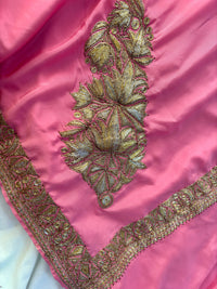 Mahren Pastel Noon Chai Pink  Crepe Saree With Kashmiri Tilla Embroidery