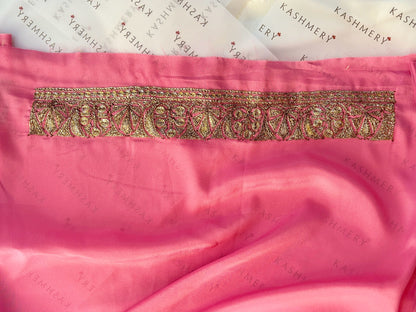 Mahren Pastel Noon Chai Pink  Crepe Saree With Kashmiri Tilla Embroidery