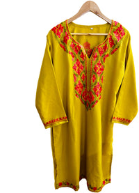 Summer Posh Mustard Green Aari Kurta