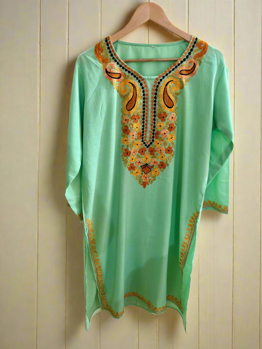 Summer Posh Pista Green Aari Kurta