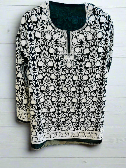 Summer Posh Black Aari Short Kurta