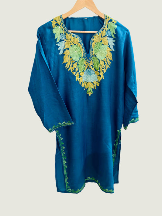 Summer Posh Teal Blue Aari Kurta
