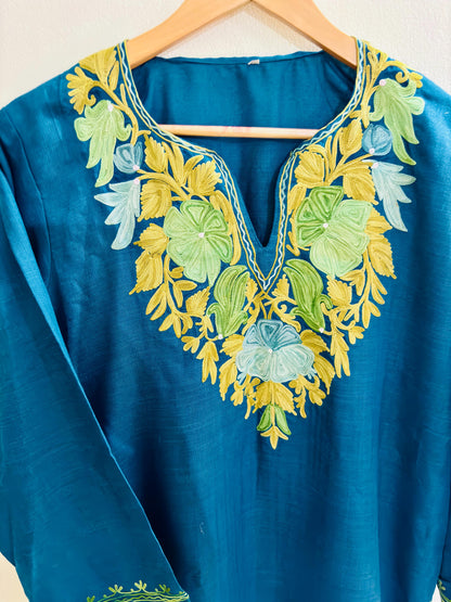 Summer Posh Teal Blue Aari Kurta
