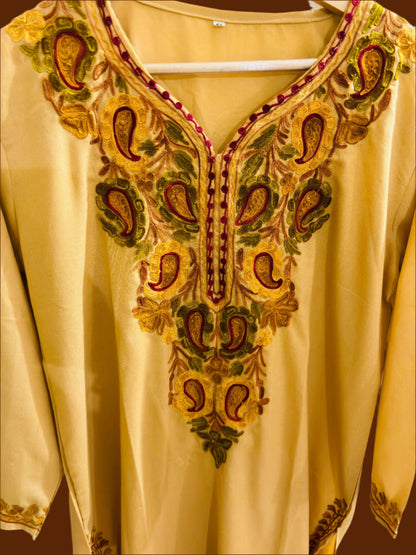 Summer Posh Beige with Multicolour Aari Kurta