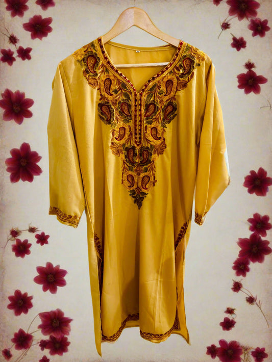 Summer Posh Beige with Multicolour Aari Kurta