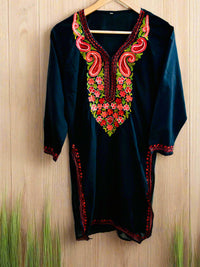 Summer Posh Black with Multicolour Aari Kurta