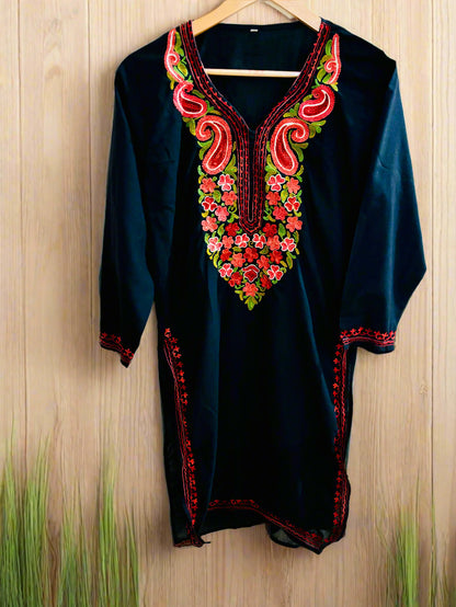 Summer Posh Black with Multicolour Aari Kurta