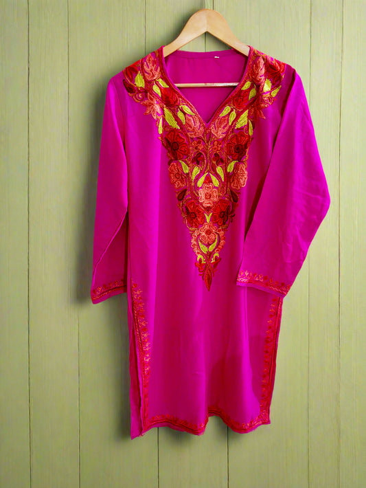 Summer Posh Rani Pink Green Aari Kurta