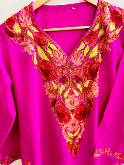 Summer Posh Rani Pink Green Aari Kurta