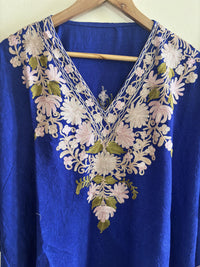 Lailaa Navy Blue  Kaftan Set with Multi Aari Embroidery