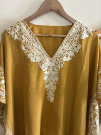 Lailaa Mustard Side Jal Kaftan Set with Multi Aari Embroidery