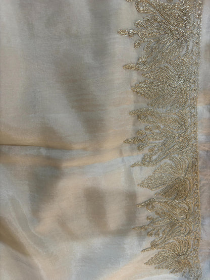 Gulab Zari White Unstitched Suit