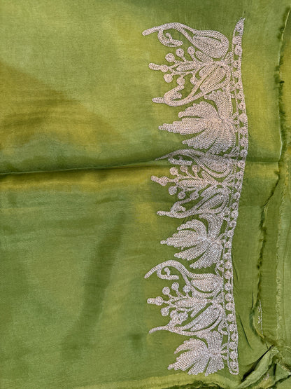Gulab Zari Pastel Green Unstitched Suit