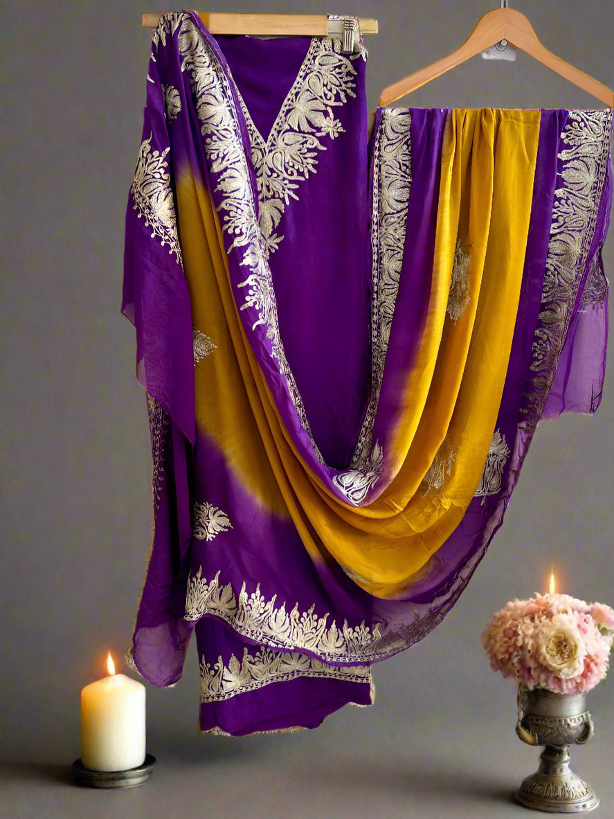 Gulab Zari Purple  Unstitched Suit
