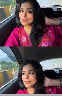 Lailaa Magenta Pink Mini Kaftan Top with Pink Aari Embroidery