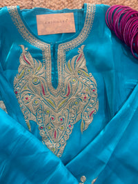 Leela Stitched Firozi Blue Tilla Pheran Set