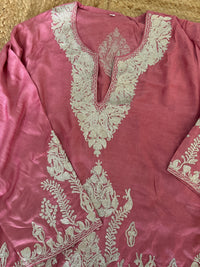Pamposh Pink with Zari Tilla Aari Embroidered Kurta Set