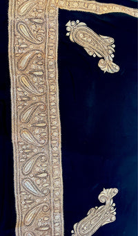Mahren Black Crepe Saree With  Premium Kashmiri Tilla Embroidery