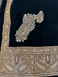 Mahren Black Crepe Saree With  Premium Kashmiri Tilla Embroidery