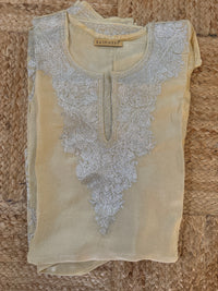 Pamposh Ivory with Zari Tilla Aari Embroidered Kurta Set