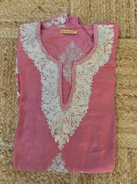 Pamposh Pink with Zari Tilla Aari Embroidered Kurta Set