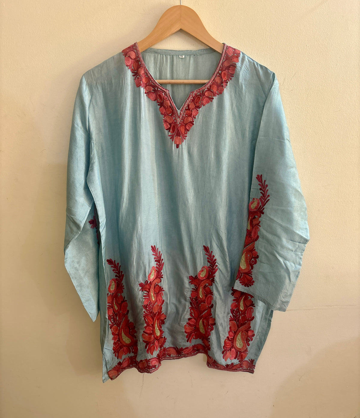 Powder Blue with Zari Tilla & Aari Embroidered Kurta