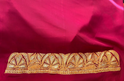 Posh Maroon Saree With Kashmiri Tilla Embroidery