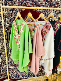 Heer Peach Short Aari Work Kaftan