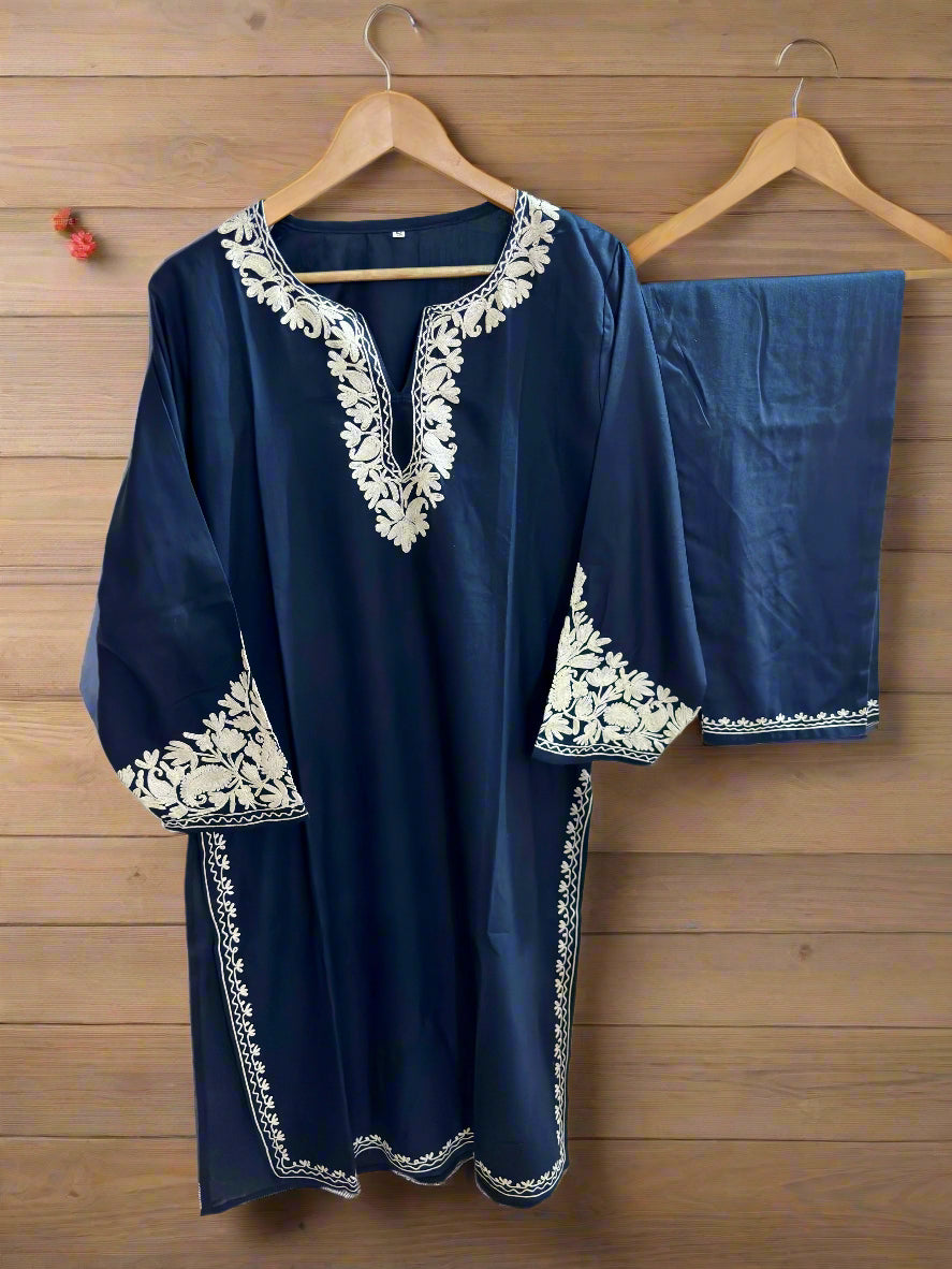 Bahar Black-Blue Aari Embroidered Co-Ord Set - Summer Edition