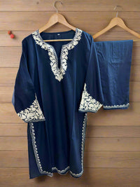 Bahar Black-Blue Aari Embroidered Co-Ord Set - Summer Edition