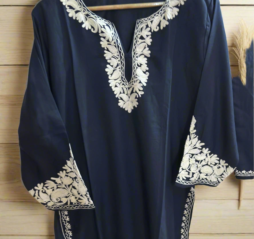 Bahar Black-Blue Aari Embroidered Co-Ord Set - Summer Edition