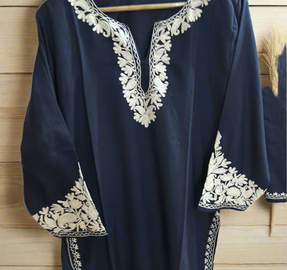 Bahar Black-Blue Aari Embroidered Co-Ord Set - Summer Edition