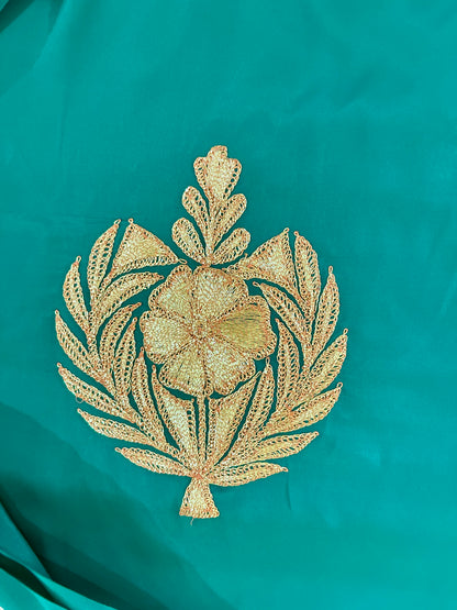 Nayna Sea Green Crepe Tilla Saree with Kasmiri Tilla Embroidery