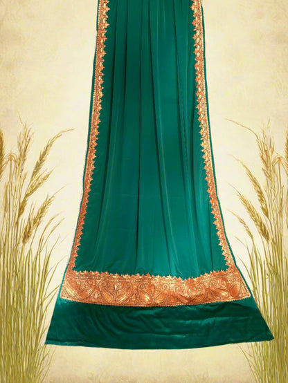 Nayna Sea Green Crepe Tilla Saree with Kasmiri Tilla Embroidery