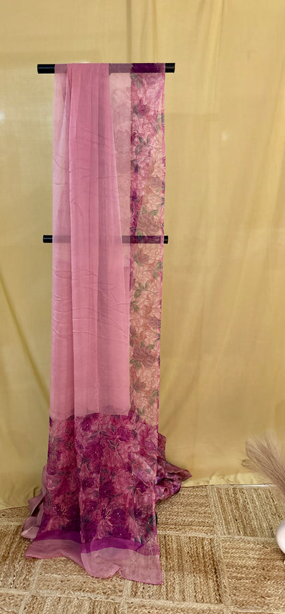 Heer Pastel Pink Kashmiri Silk Unstiched Suit with Thread Embroidery
