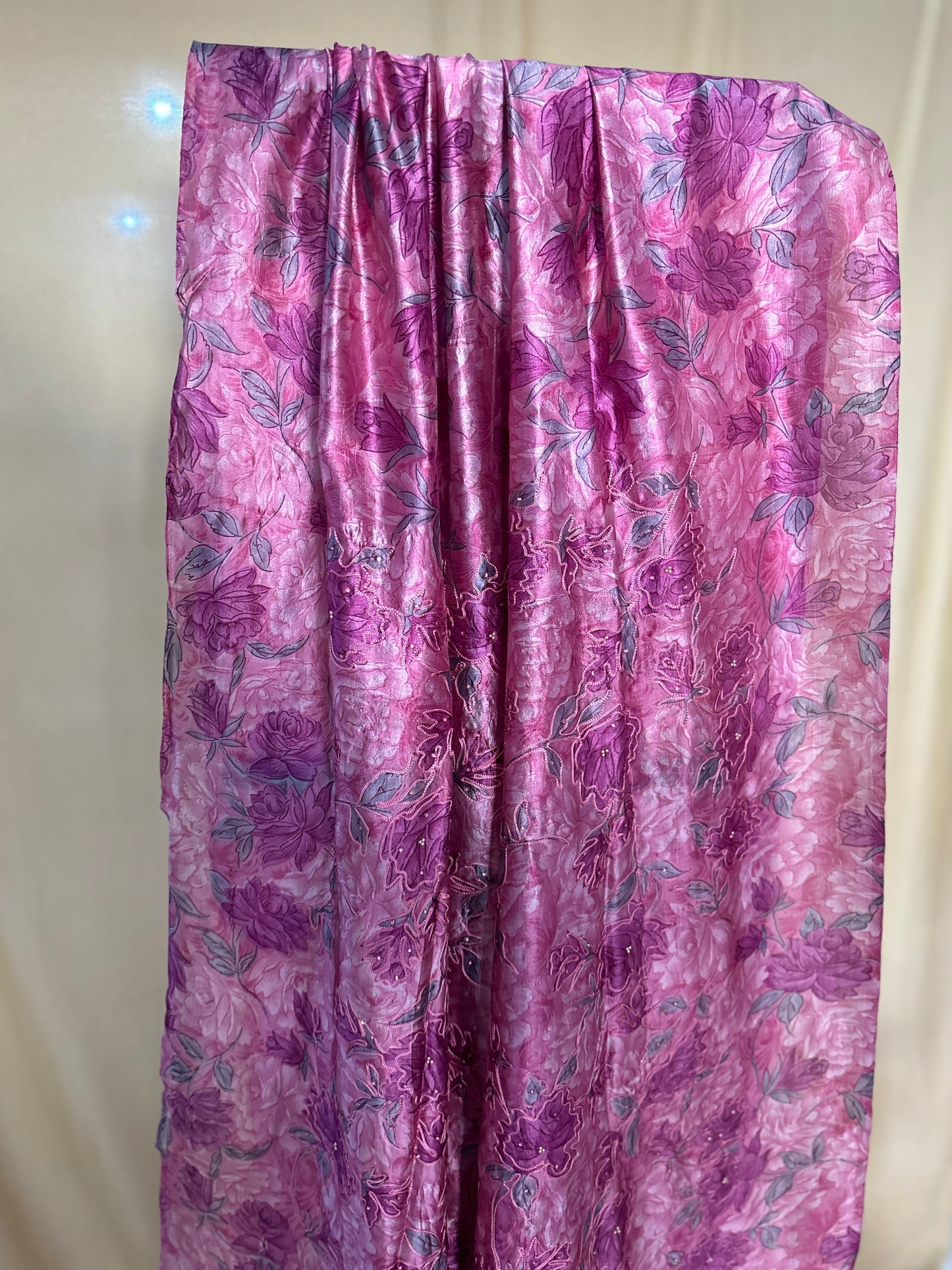 Heer Pastel Pink Kashmiri Silk Unstiched Suit with Thread Embroidery