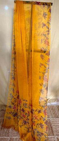 Heer Mustard Kashmiri Silk Unstiched Suit with Thread Embroidery