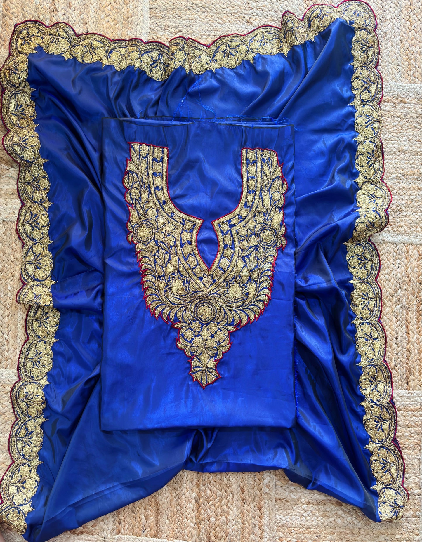 Nayna Royal Blue  Unstiched Suit with Tilla Embroidery