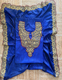Nayna Royal Blue  Unstiched Suit with Tilla Embroidery