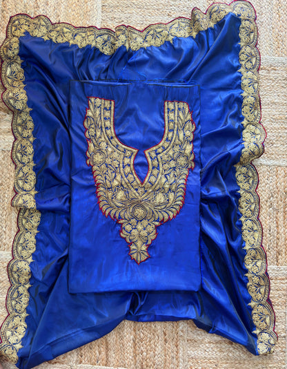 Nayna Royal Blue  Unstiched Suit with Tilla Embroidery
