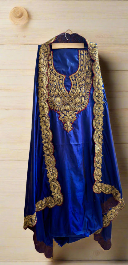 Nayna Royal Blue  Unstiched Suit with Tilla Embroidery