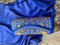Nayna Royal Blue  Unstiched Suit with Tilla Embroidery